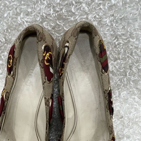 GUCCI Canvas Printed Pumps Wedge Women’s - Picture 3 of 10